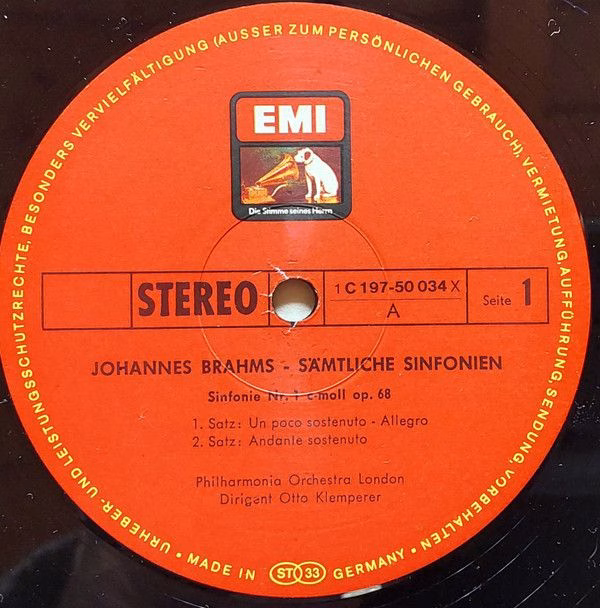 His Master's Voice 1C 197-50 034/7 - Johannes Brahms, Philharmon - Image 2