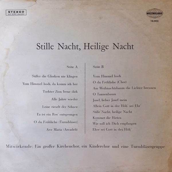Weltmelodie WM 16 002 - Unknown Artist - Stille Nacht, Heilige N - Image 2
