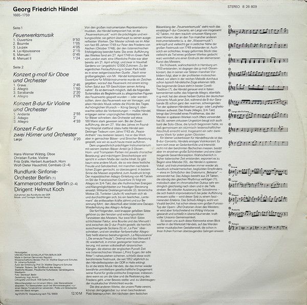 Eterna 8 26 809 - Georg Friedrich Händel, Helmut Koch, Rundfunk- - Image 2