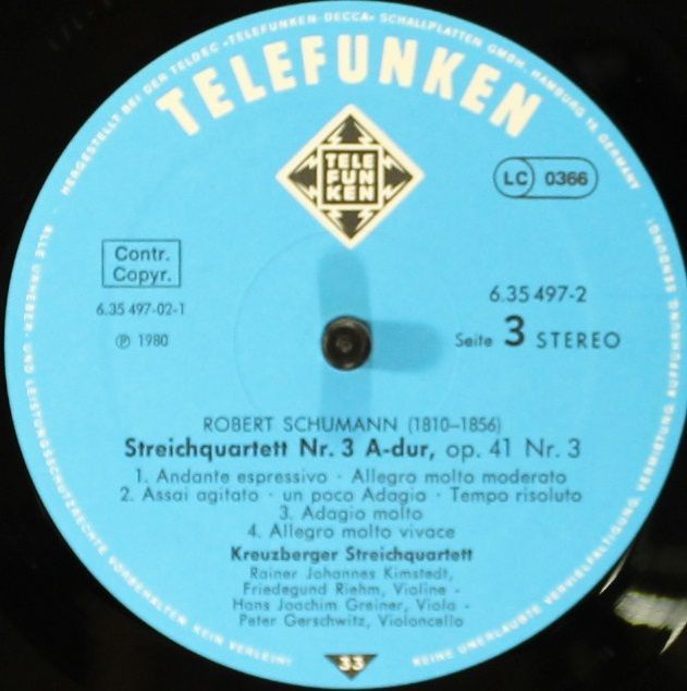 Telefunken 6.35497 - Robert Schumann, Kreuzberger Streichquartet - Image 6