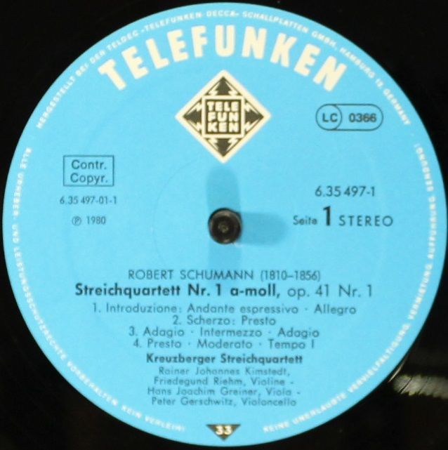 Telefunken 6.35497 - Robert Schumann, Kreuzberger Streichquartet - Image 7