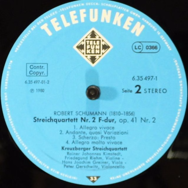 Telefunken 6.35497 - Robert Schumann, Kreuzberger Streichquartet - Image 8