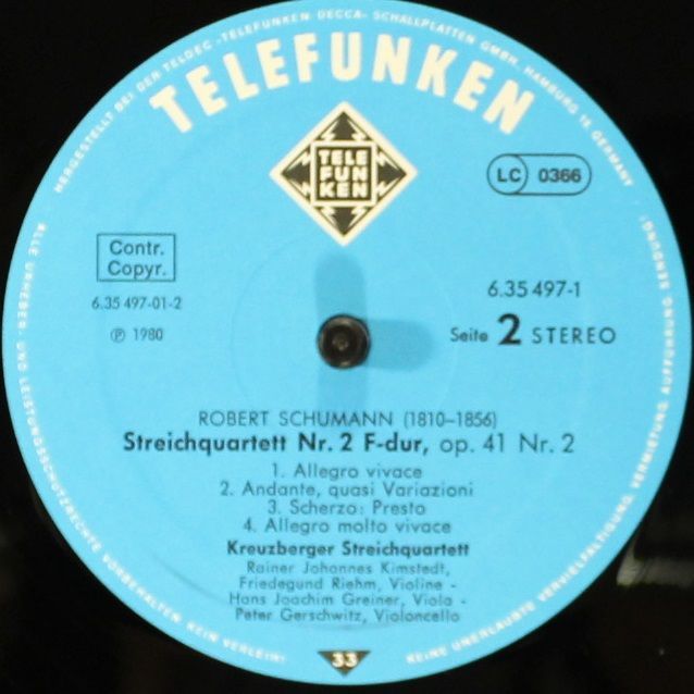 Telefunken 6.35497 - Robert Schumann, Kreuzberger Streichquartet - Image 8