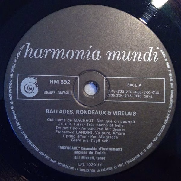 Harmonia Mundi HMU 592 - Guillaume de Machaut, Francesco Landini - Image 4