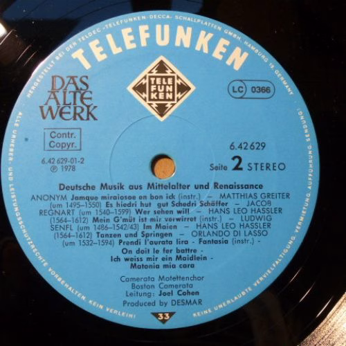 Telefunken 6.42629 - The Camerata Motet Choir, Boston Camerata, - Image 6