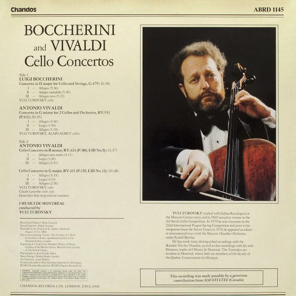 Chandos ABRD 1145 - Luigi Boccherini, Antonio Vivaldi, Yuli Turo - Image 4