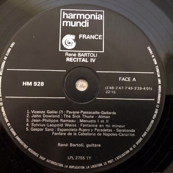 harmonia mundi France HMA 55928 - René Bartoli - Guitar Récital - Image 3