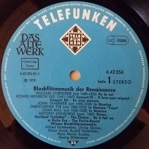 Telefunken 6.42356 AW - Wiener Blockflötenensemble - Blockflöten - Image 5