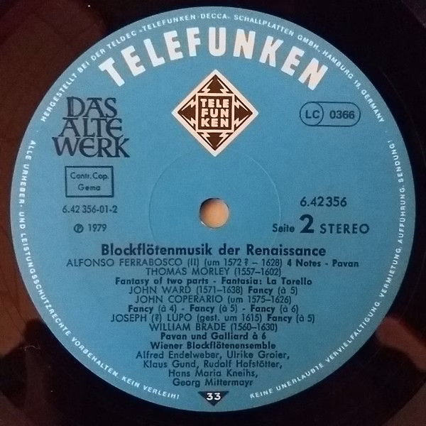 Telefunken 6.42356 AW - Wiener Blockflötenensemble - Blockflöten - Image 6