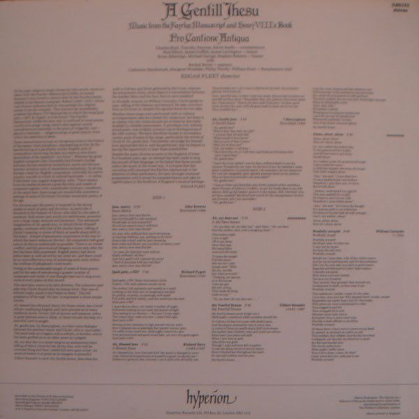 hyperion A66152 - Pro Cantione Antiqua, Edgar Fleet - A Gentill - Image 2
