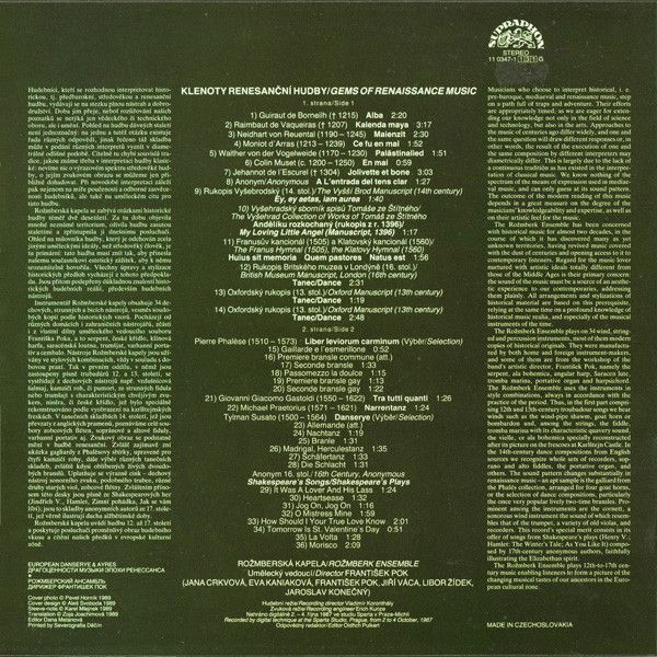 Supraphon 11 0347-1 131 - Rožmberská Kapela, František Pok (2) - - Image 2