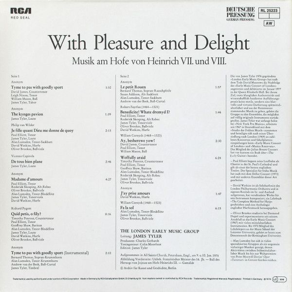 RCA Red Seal RL 25223 - The London Early Music Group, James Tyle - Image 4