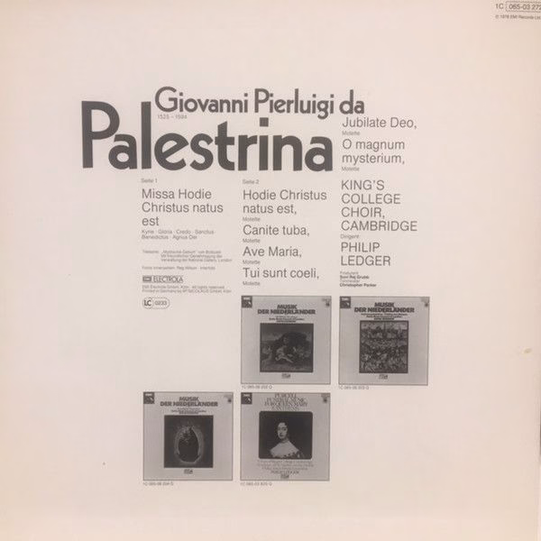 His Master's Voice 1C 065-03 272 - Giovanni Pierluigi da Palestr - Image 2