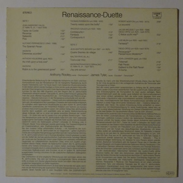 DECCA 6.42448 - Anthony Rooley, James Tyler - Renaissance-Duette - Image 2