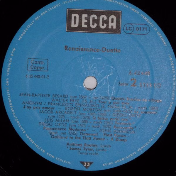 DECCA 6.42448 - Anthony Rooley, James Tyler - Renaissance-Duette - Image 4
