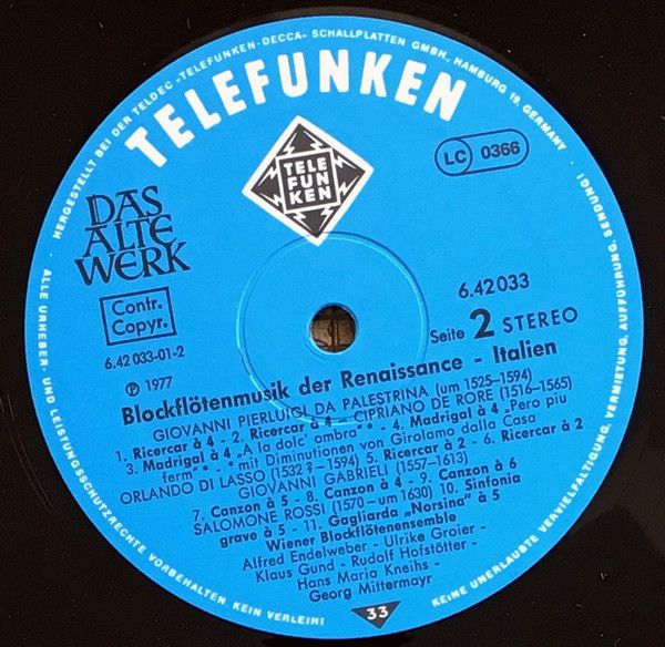 Telefunken 6.42033 AW - Wiener Blockflötenensemble - Blockflöten - Image 6