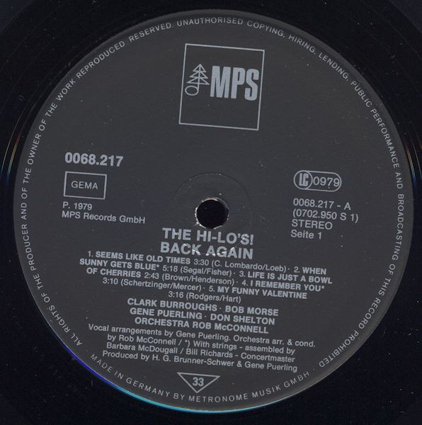 MPS 0068.217 - The Hi-Lo's - Back Again - Image 3