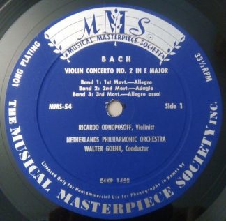 Musical Masterpiece Society MMS-54 - Johann Sebastian Bach, Rica