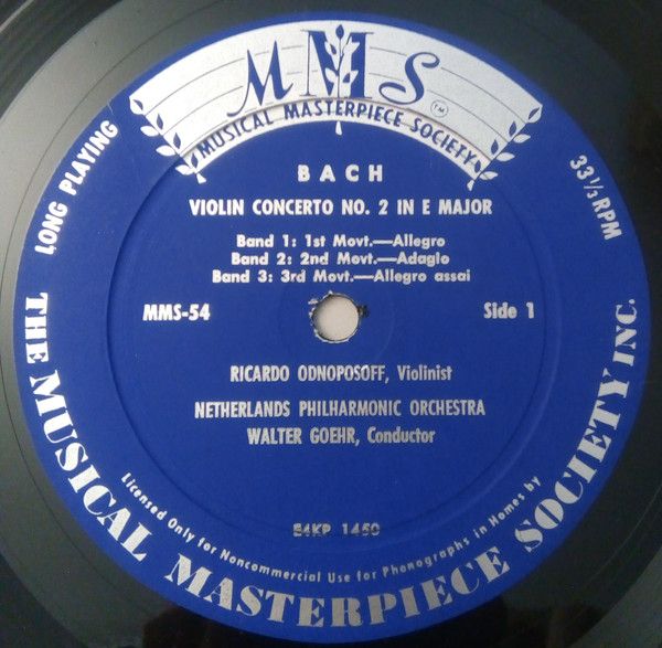 Musical Masterpiece Society MMS-54 - Johann Sebastian Bach, Rica