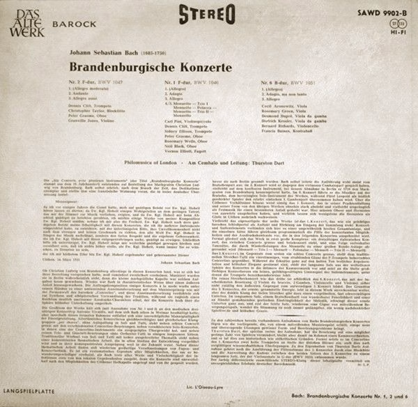 DECCA SAWD 9902-B - Johann Sebastian Bach, Philomusica Of London - Image 2