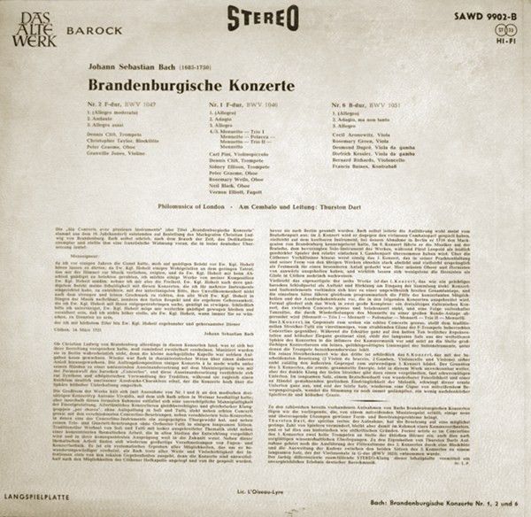 DECCA SAWD 9902-B - Johann Sebastian Bach, Philomusica Of London - Image 2