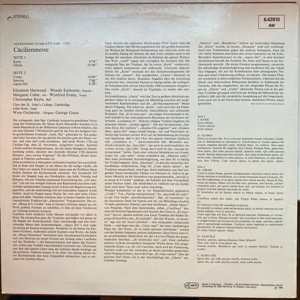 DECCA 6.428.10 AW - Alessandro Scarlatti, Elizabeth Harwood, Wen - Image 2