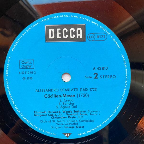 DECCA 6.428.10 AW - Alessandro Scarlatti, Elizabeth Harwood, Wen - Image 3
