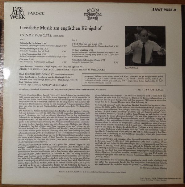 Telefunken SAWT 9558-B - Henry Purcell, James Bowman (2), Nigel - Image 2
