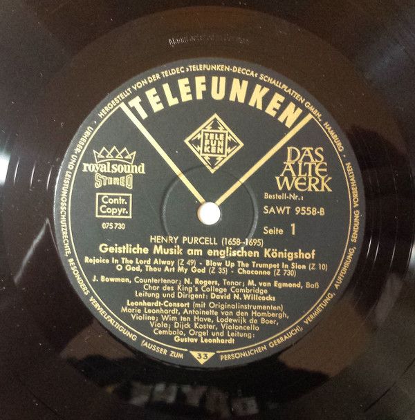 Telefunken SAWT 9558-B - Henry Purcell, James Bowman (2), Nigel - Image 4