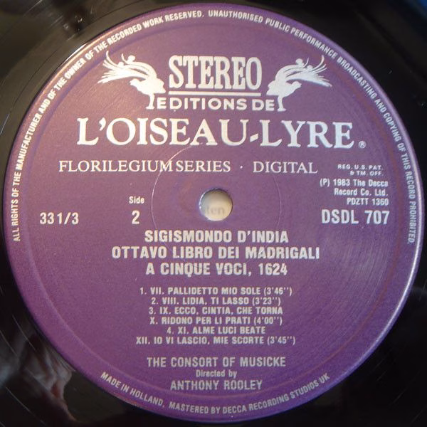 L'Oiseau-Lyre DSDL 707 - Sigismondo D'India, The Consort Of Musi - Image 4