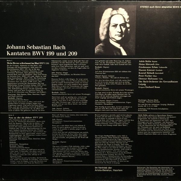 Eurodisc 80 615 KK - Johann Sebastian Bach, Adele Stolte, Bachor - Image 2