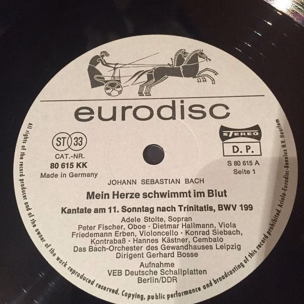 Eurodisc 80 615 KK - Johann Sebastian Bach, Adele Stolte, Bachor - Image 3