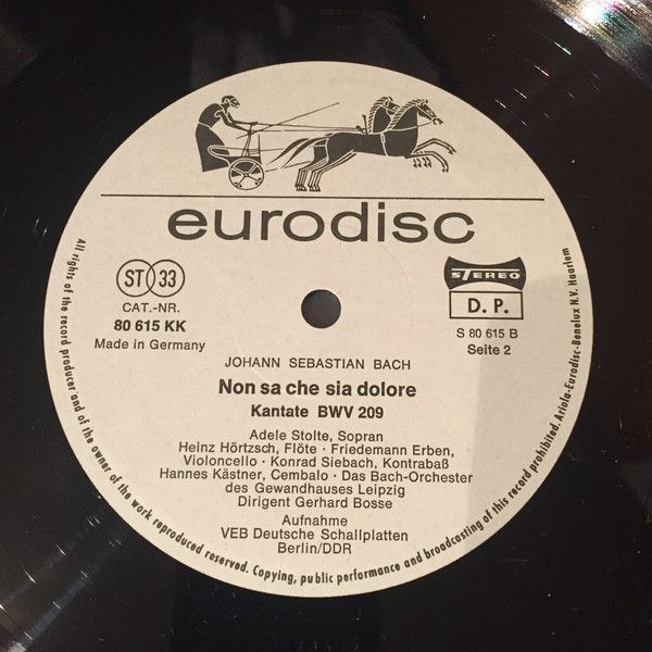 Eurodisc 80 615 KK - Johann Sebastian Bach, Adele Stolte, Bachor - Image 4