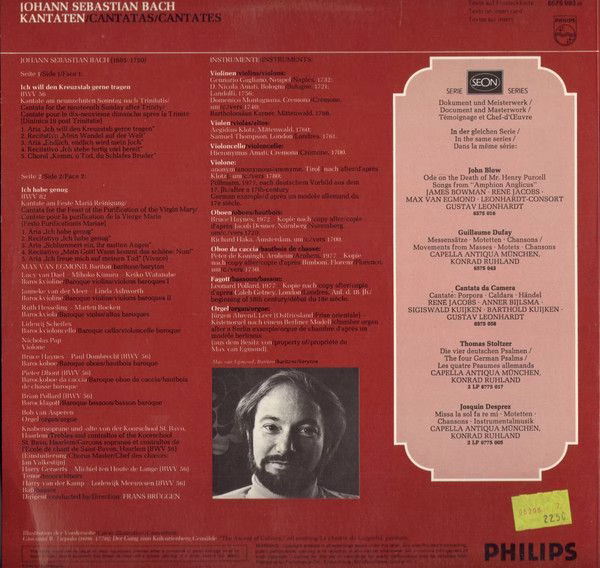 Philips 6575 093 - Johann Sebastian Bach, Max van Egmond, Baroqu - Image 2