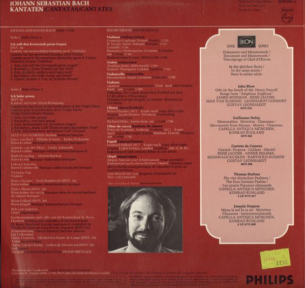 Philips 6575 093 - Johann Sebastian Bach, Max van Egmond, Baroqu - Image 2