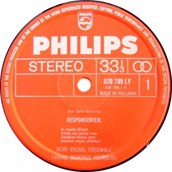 Philips 839 789 LY - Carlo Gesualdo, NCRV Vocaal Ensemble, Marin - Image 3