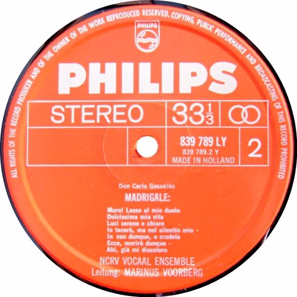 Philips 839 789 LY - Carlo Gesualdo, NCRV Vocaal Ensemble, Marin - Image 4