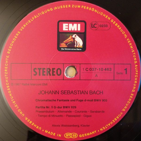 His Master's Voice 1C 037-10 463 - Johann Sebastian Bach, Alexis - Image 3