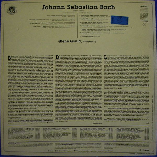 CBS Masterworks CBS 60253 - Glenn Gould, Johann Sebastian Bach - - Image 2