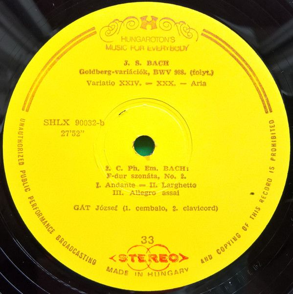 Hungaroton HLX 90032 - Johann Sebastian Bach, Carl Philipp Emanu - Image 4