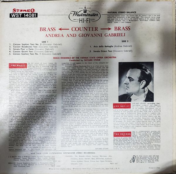 Westminster WST 14081 - Andrea Gabrieli, Giovanni Gabrieli, Bläs - Image 2