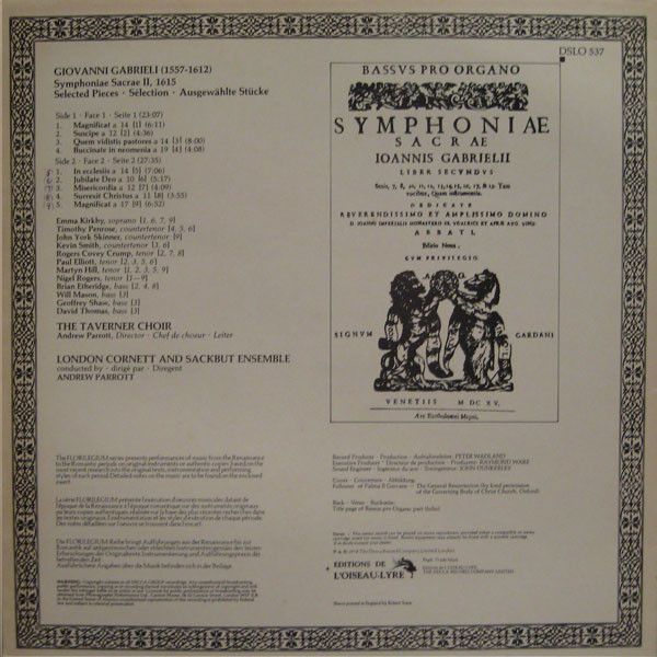 L'Oiseau-Lyre DSLO 537 - Giovanni Gabrieli, Taverner Choir, Lond - Image 2