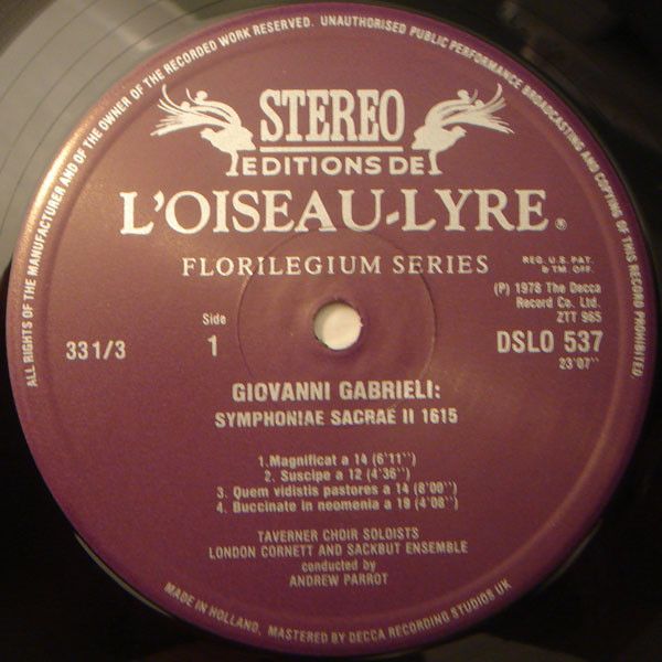 L'Oiseau-Lyre DSLO 537 - Giovanni Gabrieli, Taverner Choir, Lond - Image 3