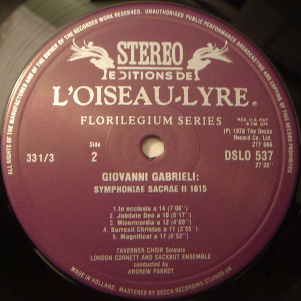 L'Oiseau-Lyre DSLO 537 - Giovanni Gabrieli, Taverner Choir, Lond - Image 4