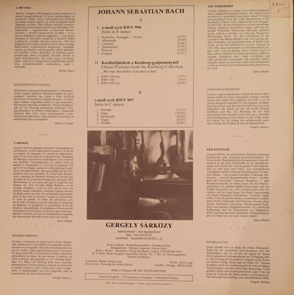 Hungaroton SLPX 12461 - Johann Sebastian Bach, Sárközy Gergely - - Image 2