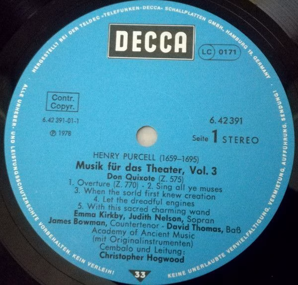 DECCA 6.42391 - Henry Purcell, The Academy Of Ancient Music - Th - Image 4