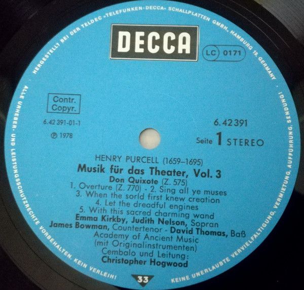 DECCA 6.42391 - Henry Purcell, The Academy Of Ancient Music - Th - Image 4