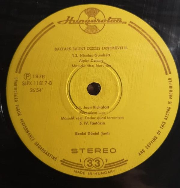 Hungaroton SLPX 11817 - Valentin Bakfark, Dániel Benkő - The Com - Image 4