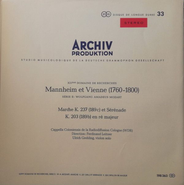 Archiv Produktion 198 363 - Wolfgang Amadeus Mozart - Marsch KV - Image 3