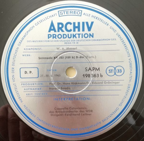 Archiv Produktion 198 363 - Wolfgang Amadeus Mozart - Marsch KV - Image 8